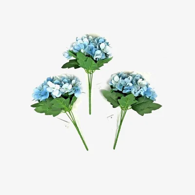 The Range Pack of 3 Faux Hydrangea Flower Sprays Stems with Blue Flowers - Blue