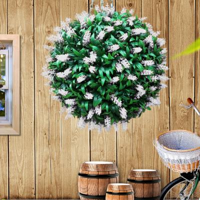 The Range Artificial Lavender Hanging Topiary Ball with Chain  - White / 38cm