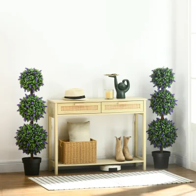 The Range 2 Pack Outdoor Artificial Plant Tree with Lavender Flower - Green