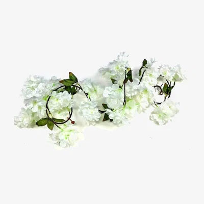 The Range Artificial Faux Cherry Blossom Garland with White Flowers  - White