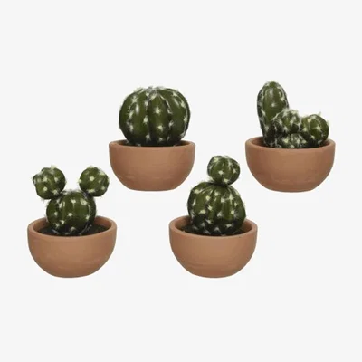 The Range Set Of 4 Artificial Cactus in Pot - Green