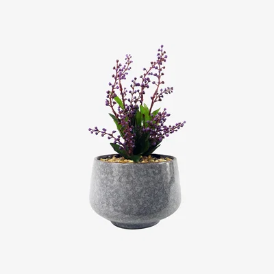 The Range Ceramic Tall Blue Planter Artificial Purple Vitex Negundo Plant - Purple