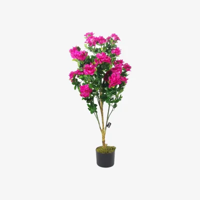 The Range 100cm Artificial Azalea Plant with Dark Pink Flowers - Pink