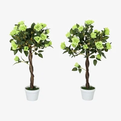 The Range Dyzi 2pcs 90cm Artificial Rose potted Faux Tree Plant Garden - Green