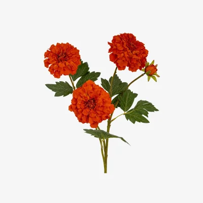 The Range Hill Interiors African Marigold Artificial Flower Spray - Red