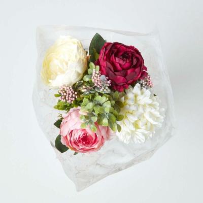 The Range Homescapes Peony  Pom Cream and Pink Artificial Bouquet - Pink