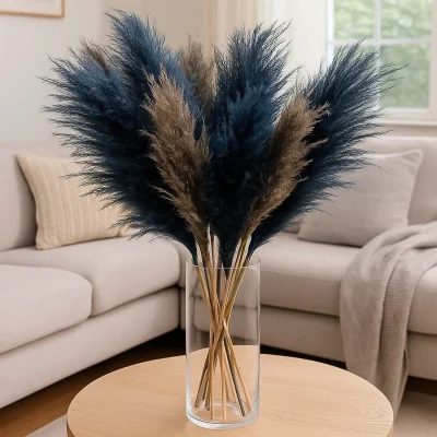 The Range Natural Dried Pampas Flowers - Blue,Brown