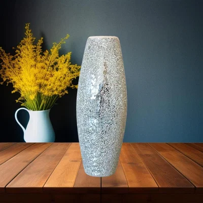 The Range Crackle Flowers Vase Tabletop Vases For Home Decorations Silver - Silver