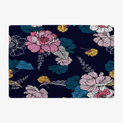 The Range Pink Flowers On Navy Rug - Pink / 110cm