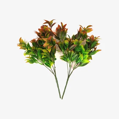 The Range 2 Artificial Faux Ruscus Plant Bushes - Green and Red