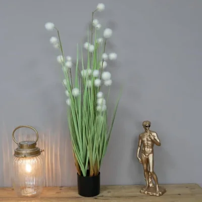 The Range Artificial Large Grass with White Flowers - Green
