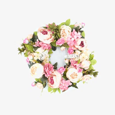 The Range Artificial Peony Wreath Garland,Pink - Pink