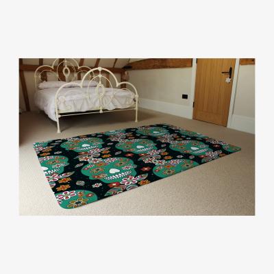 The Range Embroidery Colorful Simplified Ethnic Flowers And Skull Pattern Rug - Green / 230cm