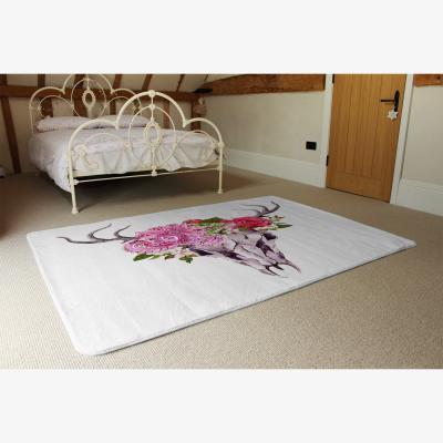 The Range Deer Animal Skull With Flowers And Feathers Rug - Pink / 230cm