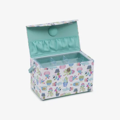 The Range Sewing Box Fold Over Lid Cactus Party - White