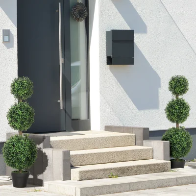 The Range HOMCOM Set of 2 Decorative Artificial Plants in Pot Green - Green