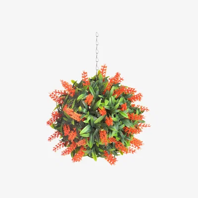 The Range Best Artificial 24cm Orange Lush Lavender Hanging Basket Flower Topiary Ball - Orange