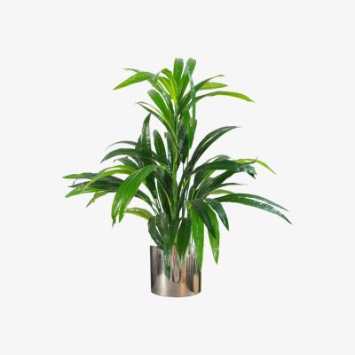 The Range Artificial Realistic Bamboo Shrub Plant Silver Metal Planter - Green