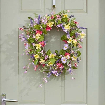 The Range Spring Door Hanging Wreath  - Green,Yellow,Pink,Yellow