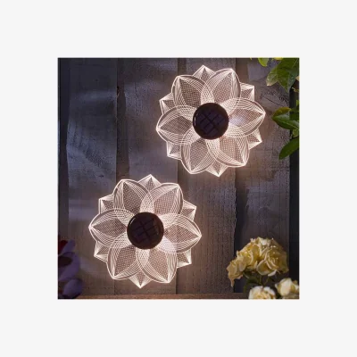 The Range Set of 2 Solar Flower Wall Art  - White,Black
