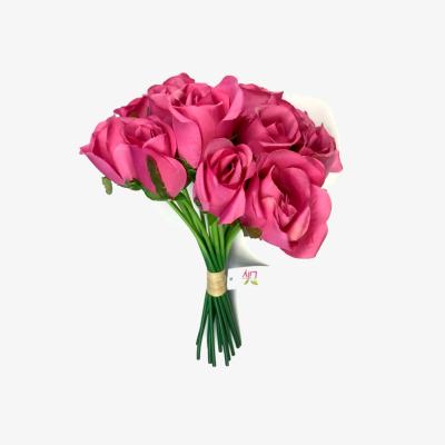 The Range Faux Rose Bundle with 18 Dark Pink Flowers - Pink