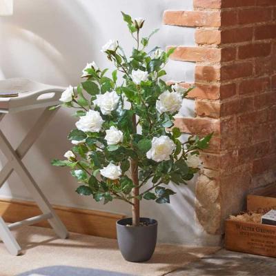 The Range Large Artificial White Rose Plant  - Green,White