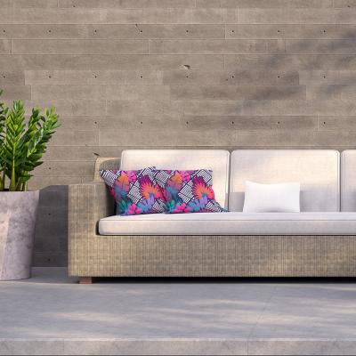 The Range Exotic leaves and flowers on geometrical ornament Outdoor Cushion - Pink / 60cm