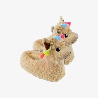 The Range Sock Snob Childrens / Kids Plush 3d Llama Head Slippers