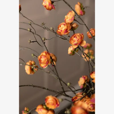Rockett St George Pretty Faux Ranunculous Stem in Blood Orange