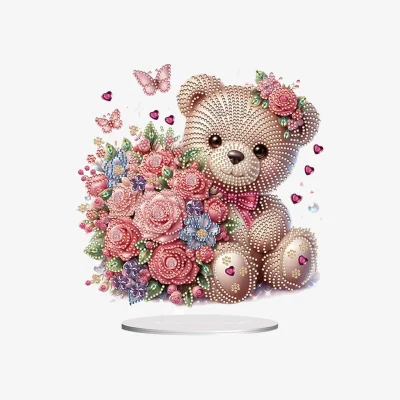 The Range Teddy Bear with Flowers Diamond Art Kit - multi