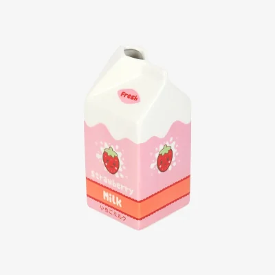 The Range Strawberry Milk Carton Ceramic Flower Vase - Red