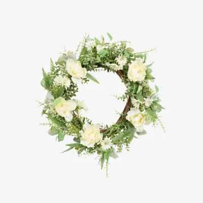 The Range Peony and Daisy Wreath - Ivory