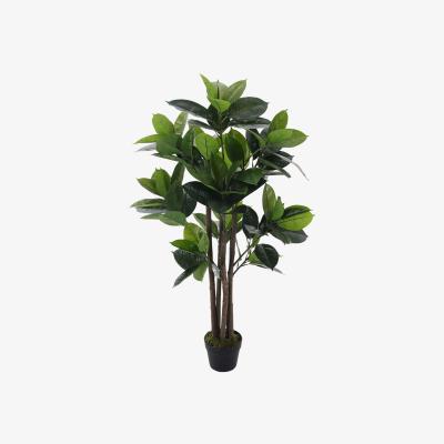 The Range Natural-looking Rubber Tree in Black Planter Tall Fake Plant Decor - Green / 90cm