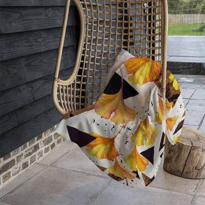 The Range Orange Flowers And Triangles Blanket - Orange