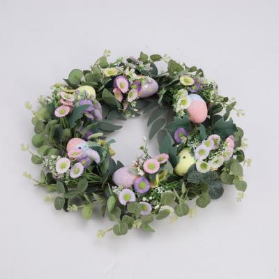 The Range Artifical Eucalyptus Easter Egg Daisy Flower Rattan Hoop Wreath Hanging Decor - Green
