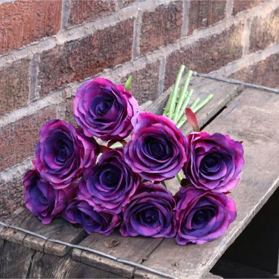 The Range Artificial Silk Rose Bundle - Purple
