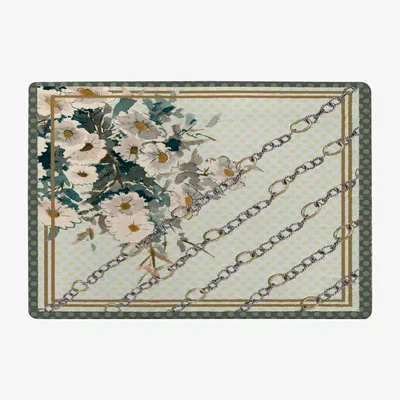 The Range Flowers  Chain Links Rug - Green / 110cm