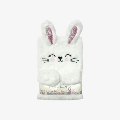The Range Fluffy Flower Bunny Notebook - White