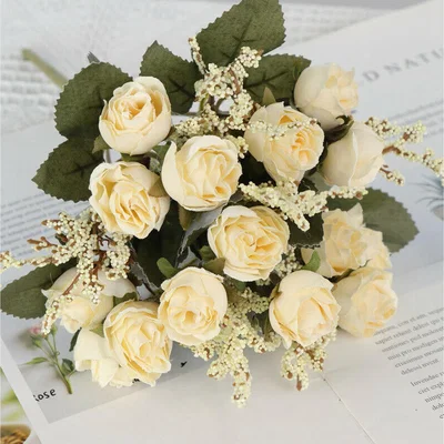 The Range Artificial Fake Silk Lint Flower Bunch Bouquet Wedding Party Decor - White