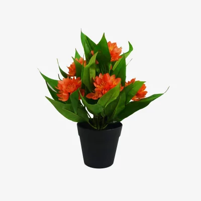 The Range Artificial Flowering Floral Freesia House Pot Plants Ready to Display -  Freesia Orange