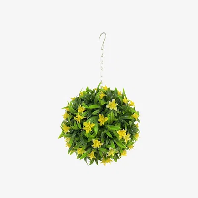 The Range Best Artificial 23cm Yellow Lily Hanging Basket Flower Topiary Ball - Yellow