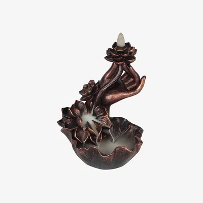 The Range Something Different Hand With Flower Backflow Incense Burner - Brown