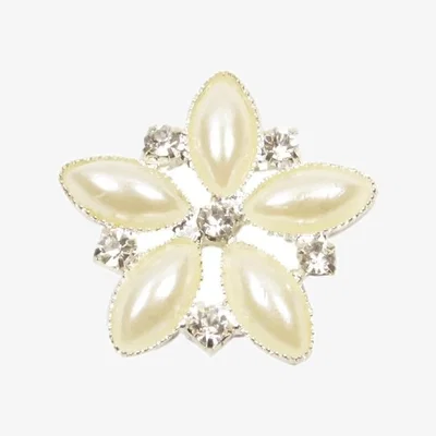 The Range Pack of 10 Elegant Pearl And Diamante Flower Embellishments - Pearl White