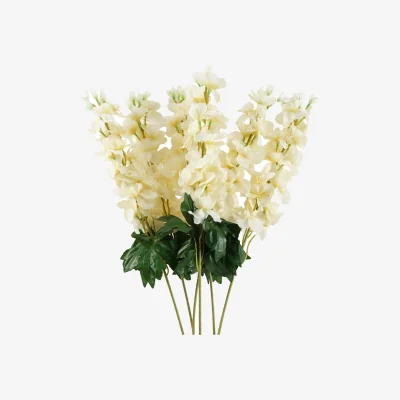 The Range Pack Of 6 Cream Delphinium Silk Flower Stems - Cream