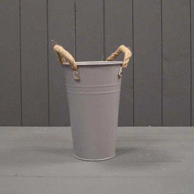 The Range Charming Grey Flower Bucket Planter - Grey
