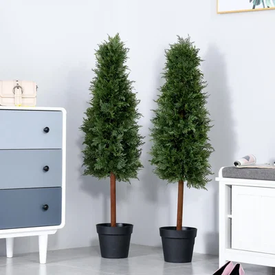 The Range Set of 2 120cm 4FT Artificial Pine Trees  - Green