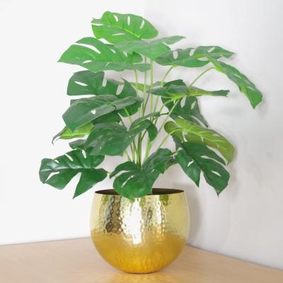 The Range Artificial Monstera Plant Golden Metal Planter Included - Green