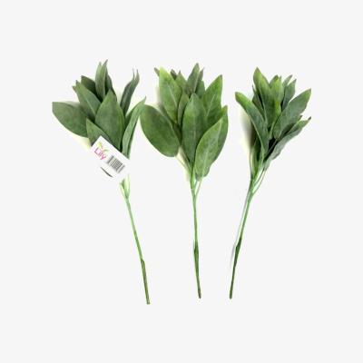 The Range Pack of 3 Sage Flocked Leaf Pale Green Foliage Sprays Plants - Green