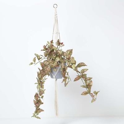 The Range Homescapes Artificial Hanging Basket Ivy Plant in Pot, 95cm - Pink and Green