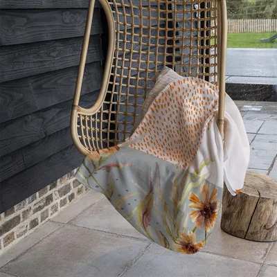 The Range Autumn Geometric Shapes And Flowers Blanket - Orange